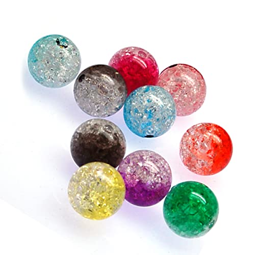 NUOBESTY 8mm Bunte Crackle Glasperlen Runde Bastelperlen Für Schmuckherstellung Und Basteln Gemischte Farben von NUOBESTY