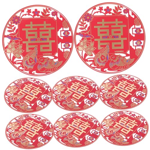 NUOBESTY 8st Dekoration Für Hochzeitsfeiern Traditionelle Chinesische Papierschnitte Wandtattoo Hochzeit Rot Wanddekoration Aus Glas Hochzeitsaufkleber Handbuch Das Papier China von NUOBESTY