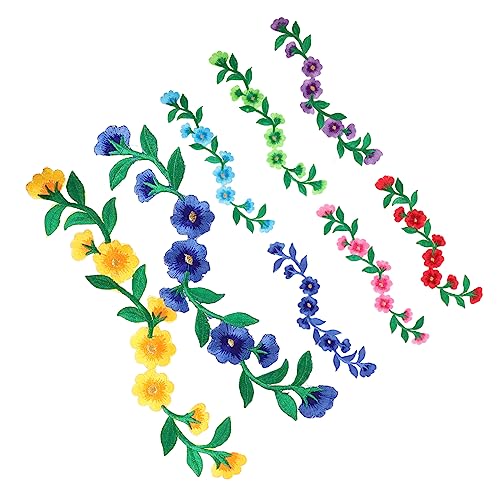 NUOBESTY 8st Pfingstrosen-stickpatch Blumen-reparatur-patches Applikation Aufnähen Stickereiflecken Stoffaufkleber Für Bekleidung Gestickte Aufnäher Blumenapplikation Diy-patches Polyester von NUOBESTY