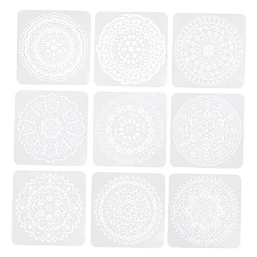 NUOBESTY 9 Blätter Mandala-Vorlage Wandschablonen zum Bemalen Punktierung Beton malschablonen für scheckheft Mandala Dotting Tool Schablonen Mandala-Punkt-Malvorlage Plastik von NUOBESTY