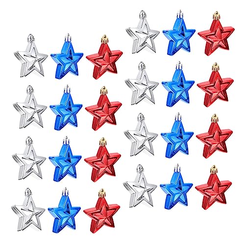 NUOBESTY 96 Stk Pentagramm-anhänger Vierter Juli Dekorationen Rote Weiße Blaue Sternverzierungen Einzigartiges Hängedekor Fünfzackiger Stern Zum Aufhängen 4. Juli Anhänger Plastik von NUOBESTY