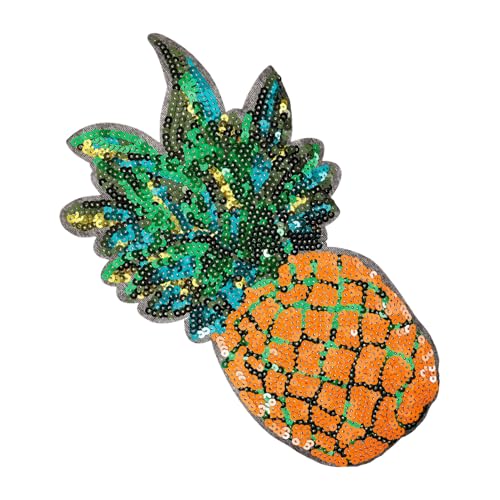 NUOBESTY Ananas-pailletten-patch Hutaufnäher Mit Pailletten Dekorative Fellflecken Kompakte Kleiderflicken Abriebfeste Hutaufnäher Multifunktions-nähflicken Dekorative Hutaufnäher Polyester von NUOBESTY