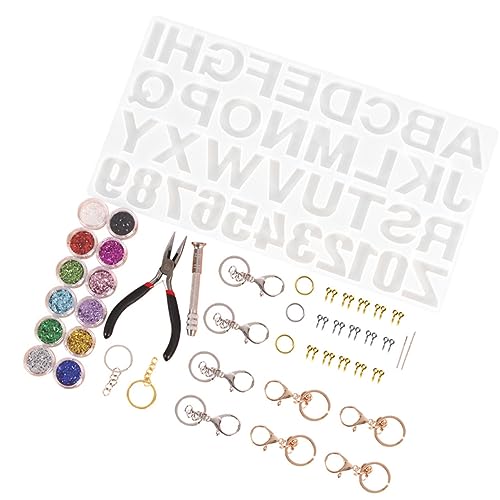 NUOBESTY Bausatz Für Silikonformen Hotfix Heimwerken Herstellung Perlen-kits Bausatz Für Armbänder Aus Tonperlen Nachfüllung Buchstabenperlen Glitzer Für Nägel Strasssteine Alphabet Gold von NUOBESTY