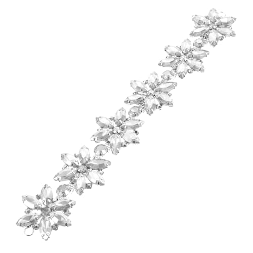 NUOBESTY Blumenkette aus Strass Randbereich Brosche Reize Kettengürtel Braut- haar zubehör haarschmuck whitn agn Kleidungsstück Strassapplikationen DIY Kleidung Strass Applikation Glas Weiß von NUOBESTY