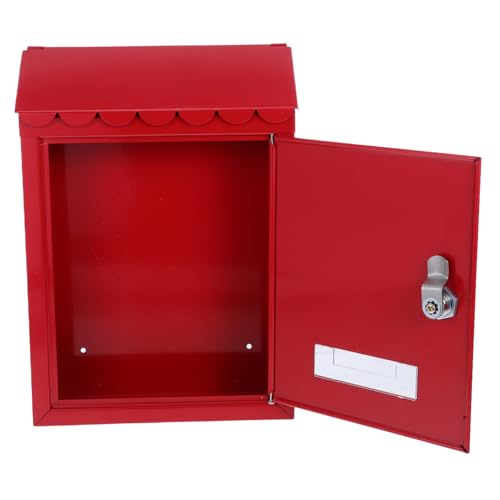 NUOBESTY Briefkasten Sichere Postbox Briefkästen zur Wandmontage Vintage Briefkästen abschließbare Wandhalterung Abschließen von Briefkästen für den Außenbereich Weißblech rot von NUOBESTY