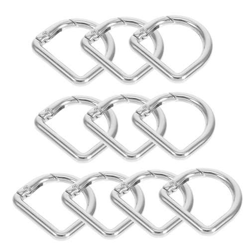 NUOBESTY D Ring Karabiner Clips Halbkreis Federschnäpper Für Handtaschen Schlüsselanhänger Und Geldbörsen Silberfarben D Förmige Verbindungselemente von NUOBESTY