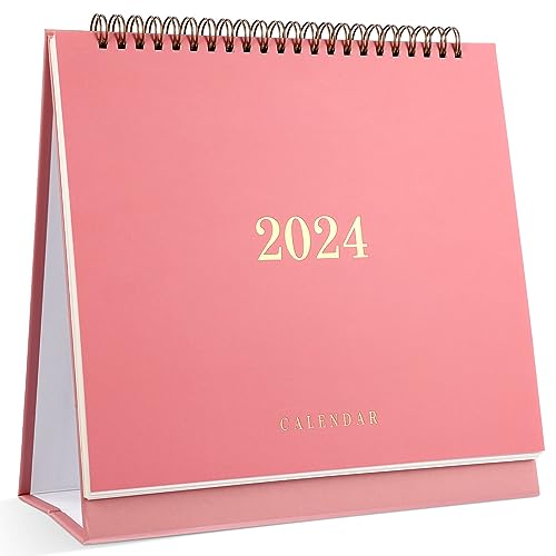 NUOBESTY Desktop-Staffelei Monatsplaner Von Januar 2024 Bis Dezember 2025 Umklappbarer Standkalender Tisch-Countdown-Kalender Aufzeichnung Von Memoseiten Kalender Rosa Tischkalender von NUOBESTY