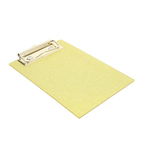 NUOBESTY Glitzer-Schreibblockhalter Bürodekor hausgemachter Diffusor modell dekoration Strudel Acryl Klemmbrett Büro Klemmbrett große Zwischenablage Klassenzimmerzubehör Metall Yellow von NUOBESTY