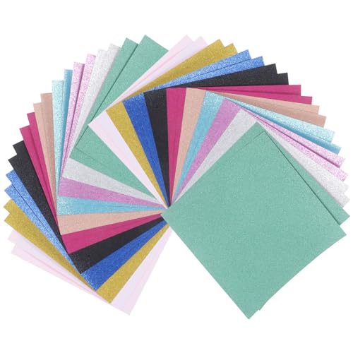 NUOBESTY 40 Blatt Bunter Glitzerpapier-karton S Quadratische Blätter für Scrapbooking Basteln von NUOBESTY