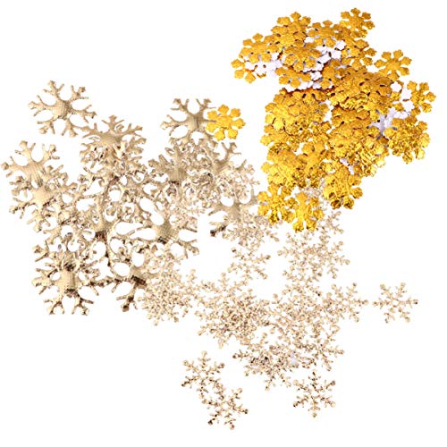 NUOBESTY Goldene Schneeflocke Konfetti Glitzer Weihnachten Konfetti Mini Schneeflocke Ornamente Hochzeit Geburtstag Urlaub Tischdekoration Winter Wunderland Dekor 300Pcs von NUOBESTY