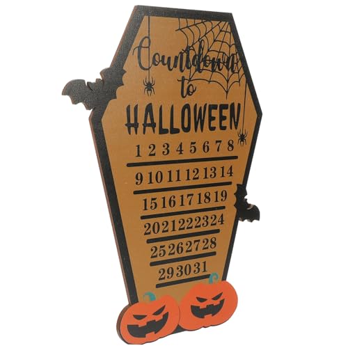 NUOBESTY Halloween- Halloween-adventsdekoration Countdown-kalenderverzierung Kürbis Dekorationen Halloween-maske Charm Adventskalender Halloween-tisch Lustiger Countdown-kalender Holz von NUOBESTY