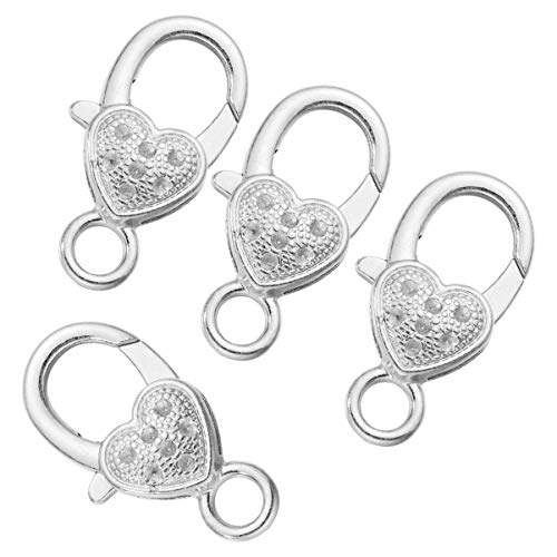 NUOBESTY Herzform Karabiner Verschlüsse Silberne Legierungs Lobster Clips Für Schmuckherstellung Taschen Und Schlüsselanhänger Ideal Für Halsketten Und Armbänder von NUOBESTY