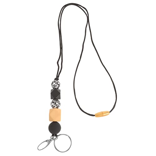 NUOBESTY Holzperlen-Abzeichen-Halskette Frau Halskette Lanyards für Frauen Rollabzeichen mit Perlen Schlüsselanhänger the lady girl Abzeichen Halskette Lanyard Namensschild-Clip Gummiperlen von NUOBESTY