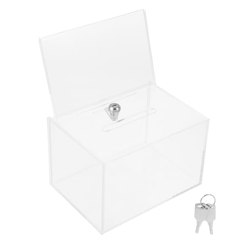 NUOBESTY Kasten Vorschlagsbox Wahlbox box mit schloss Schulbox Abstimmungsbox Acryl Transparent von NUOBESTY