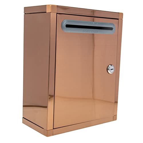 NUOBESTY Kasten Wahlurne safes the safe office supplies Beschwerdebox Spendenbox metallbox montierte Briefkästen kleiner Schließfächer Post Tür Bürobedarf Rostfreier Stahl Rose Gold von NUOBESTY