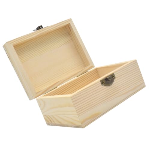 NUOBESTY Kasten aus Holz storage boxes aufbwahrungs-box Spielkartenbox schmuck kästchen Schmuck-Schatz-Organizer Holzkisten mit Deckel unvollendete Holztruhe hölzern von NUOBESTY