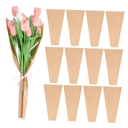 NUOBESTY Kraftpapier Blumenverpackungsbeutel Umweltfreundliche Geschenktüten Für Rosen Und Sträuße Vintage Stil Mittelgröße Transparent Ideal Für Blumenarrangements Und von NUOBESTY