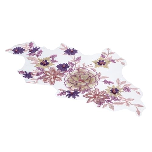 NUOBESTY Lila Blumenperlen Flicken Für Kleidung Schmücken Gestickte Aufnäher Strasssteine Trimmen Nähen Spitzenbesatz Schneiderei Floral Bestickte Spitze Rosenfleck Blumen- Retro Stoff Rosa von NUOBESTY