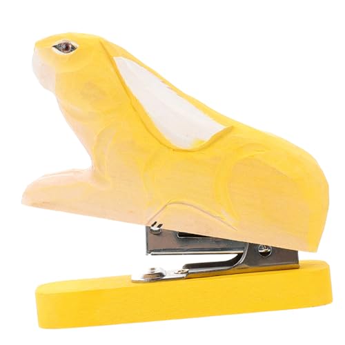 NUOBESTY Mini-hefter Kleiner Bürohefter Klasse Briefpapier Luft Lustige Bürovorräte Tischspender Lustiger Hefter Aufkleber Ornamente Giraffe Bandspender Statue Dackel Yellow Hölzern von NUOBESTY