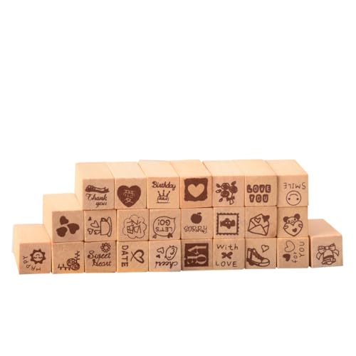 NUOBESTY Mini-siegelstempel Schreibwaren Holzstempel Scrapbooking-briefmarken Siegelstempel Aus Holz Rot Hölzern von NUOBESTY