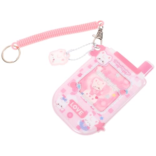 NUOBESTY PVC-Kartensatz kartenschutz kartentasche karteikarten halter card holder Schlüsselband mit Kartenhalter Kartenhüllen Schlüsselanhänger Kartenhülle ID-Kartenhalter-Clip Plastik Rosa von NUOBESTY