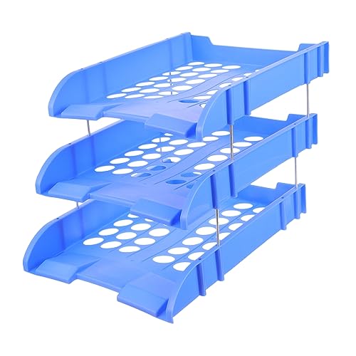 NUOBESTY Papierablage für den Schreibtisch schreibtischgestell tischregal schreibtisch Briefablage Papier-Organizer Stand Papierfach-Organizer für den Schreibtisch Papierregal Plastik Blue von NUOBESTY