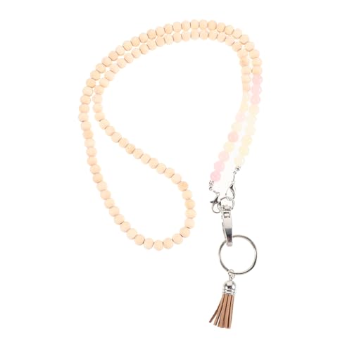 NUOBESTY Perlschnur Ausweishalter Lanyard-ID-Halter ID-Karten-Lanyards Kartenband schlüsselband schlüsselbänder schlüsselanhänger umhängeband ID-Inhaber Lanyards für Ausweise Holzperlen von NUOBESTY