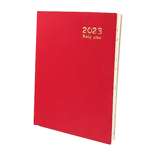 NUOBESTY Planheft 2023 notepad Tagesplaner Terminkalender englischer planer notizblock Kalender-Notizbuch Zeitplan-Notizbuch Pläne Notizbuch Englischer Planer 2023 Schülerbedarf Papier rot von NUOBESTY