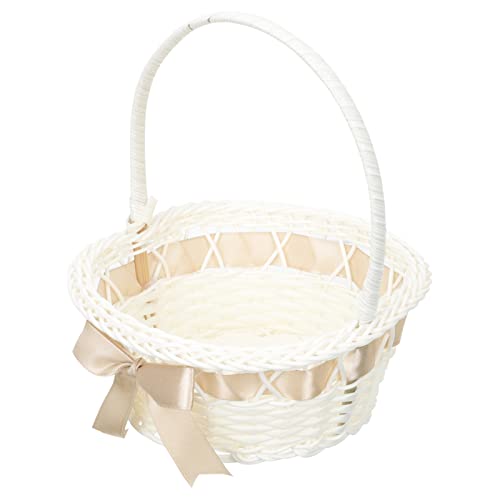 NUOBESTY Rattan Blumenkorb Hochzeitskorb Blumenkorb Mädchen Körbe Mini Weidenkorb Aufbewahrungskorb Rattan Korb Blumentopf Obstkorb Blumenkinder für Hochzeit Tischdeko von NUOBESTY