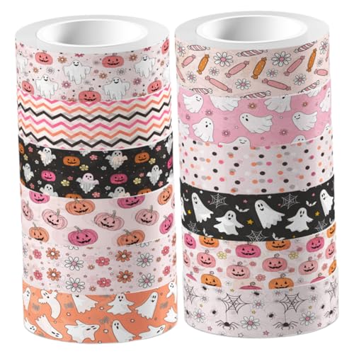 NUOBESTY Satz Halloween-Dekoration Kürbisbänder Herbst-Klebeband Thanksgiving-Washi-Tape halloween dekoration Transparentes Washi Tape Halloween-Banddekoration Geschenkband Aufkleber von NUOBESTY