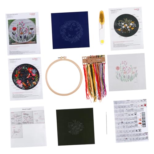 NUOBESTY Satz Stickerei-kit Gestempeltes Stickset Stickwerkzeuge Für Anfänger Stickset Für Anfänger Stickpackungen Selber Machen Kreuzstichpackungen Stickmaterial Mit Blumenmuster Plastik von NUOBESTY