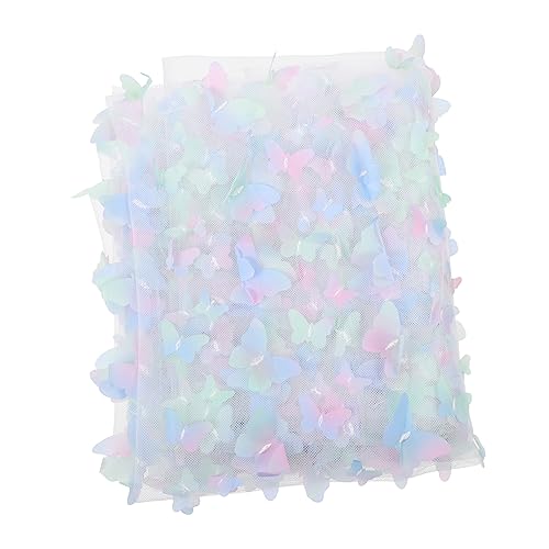 NUOBESTY Schmetterlingsstickerei Plüschstoff Schmetterlinge für Blumensträuße max Schmetterlingsmuster für DIY-Dekorationen D-Netzstoff für Dekorationen Spitzenband Nähband Polyester Blue von NUOBESTY