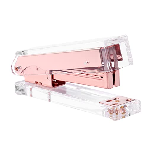 NUOBESTY Schreibtischhefter bürogeschenk office desk accessories Rose gold stapler Sleek stapler Shiny stapler Hefter für den Schreibtisch süßes Schreibtischzubehör Rosa Büromaterial von NUOBESTY