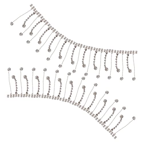 NUOBESTY Strass-Quaste Quastenband Fransengürtel Bausatz trimmen DIY-Material ab Halskette mit Strassfransen Kristallrand Kostümzubehör DIY Bastelbedarf Strass-Fransenbesatz Legierung von NUOBESTY