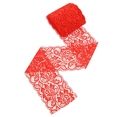 NUOBESTY Stretch-Spitze gestrickte Spitzenkanten Quaste Streifen Leinen hochzeitsdekoration wedding decoration kleidung applizierter Spitzenbesatz elastischer Spitzenbesatz Spandex-Garn rot von NUOBESTY