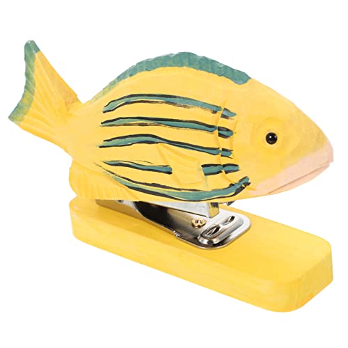 NUOBESTY Tierhefter Büro- und Schulbedarf Schulhefter Desktop-Hefter Kinder stationär Fisch Figur Tierische Papierklammer Tierischer Bürohelfer Tierornament aus Holz lustiger Hefter hölzern von NUOBESTY