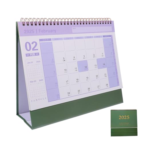 NUOBESTY Tischkalender 2025 Bürokalender Terminkalender Vielseitiger Tischkalender Schreibtischkalender - schülerkalender Staffelei Kalender Desktop-Kalender Mini-Kalender Papier Dark Green von NUOBESTY