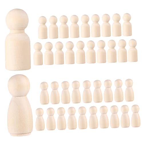 NUOBESTY Unbemalte Holzfiguren Holzpuppen Für DIY Basteln Malen Party Dekoration 20 Jungen Und 20 ädchen 43mm Große Figuren Für Kreative Projekte Und von NUOBESTY