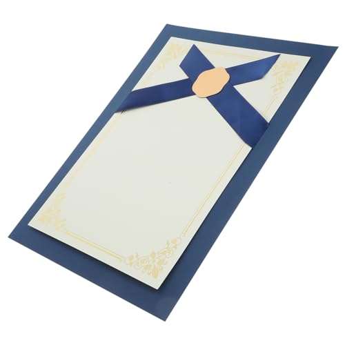 NUOBESTY Urkundenumschlag Zertifikatsordner Fahrkarte Andenken Hochzeitsplakette Padfolio Für Frauen Gepolstert Abdeckung Zertifikate Kartenboxen Für Den Empfang Flyer Postkarte Navy Papier von NUOBESTY