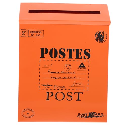 NUOBESTY Wandmontierter Eisenbriefkasten Im Vintage Stil Dekorativer Briefkasten Für Garten Inklusive Vorschlagsbox Und Platz Für Namensschild Rostfreies Design Orangefarbene von NUOBESTY