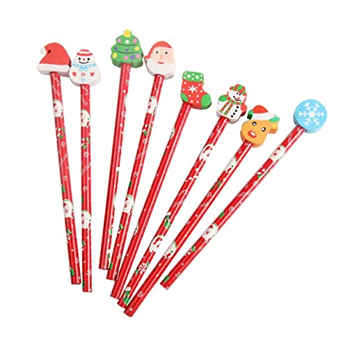 NUOBESTY Weihnachts Buntstifte Mit Radiergummi Cartoon Design Ideal Für Und Schüler Zufällige Stile Perfekte Schreibwaren Für Weihnachten Und Schulprojekte von NUOBESTY