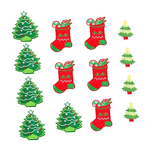 NUOBESTY 14-teiliges Besticktes Weihnachts-patch-set Zum Aufnähen für Weihnachtskleidung Schuhe Hüte Stickerei-patch-set von NUOBESTY