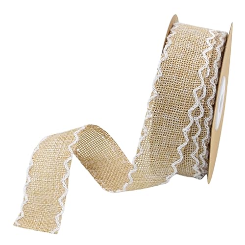 NUOBESTY Würfel 10 Verpackungsbänder Aus Leinen Stoffband Bänder Zum Basteln Natürliches Juteband Dekoration Grünes Band Rosenband Funkeln Einladen Geschenkbänder Party Die Strauß Beige von NUOBESTY