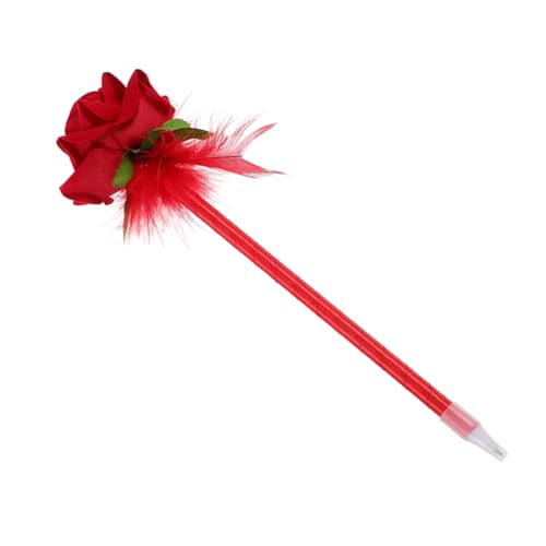 NUOBESTY rosafarbener Kugelschreiber floraler Kugelschreiber Lustige Stifte für muttertag büro dekoration Künstlicher Blumenstift floraler Gel-Tintenstift Stoff rot von NUOBESTY