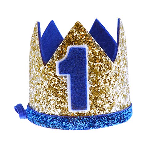 geburtstag krone baby junge prinzessin tiara stirnband geburtstagsparty haarbänder haarschmuck für 1. geburtstag baby shower party supplies (blau) von NUOBESTY