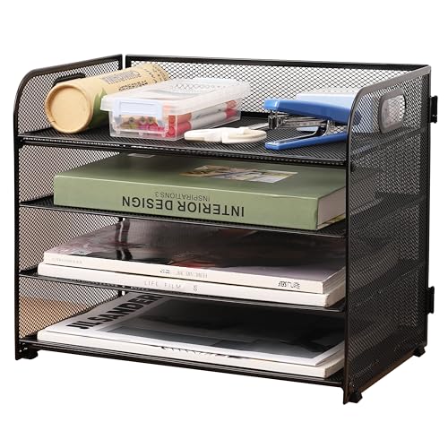 NUODWELL Schreibtisch-Organizer aus Netzstoff, 4 Ebenen, Büro-Papier-Organizer, Dokumentenhalter, A4, Papierablageschalen für Zuhause, Büro, Schule von NUODWELL