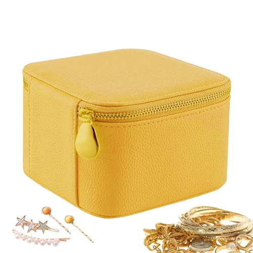 Leder-Schmuckkästchen,Schmuckschatulle aus Leder für Reisen,Ohrringe Halsketten Ringe Aufbewahrungsbox - Reise-Schmucktasche, Schmuckschatulle mit 6 Schmucktaschen mit Reißverschluss, von NUOYIXUAN