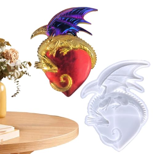 Liebe Drache Silikonform - Halb 3D Fliegen Drachen Herz Silikon Seife Form - Dragon Harz Form Drachen Silikonform Epoxid Harzform Drachen Seife Form Dekoration Wanddekor von NUOYIXUAN