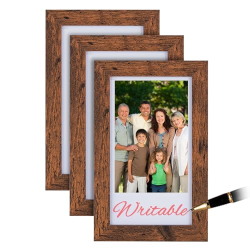 NUPTIO 10x15cm Holz Bilderrahmen Beschreibbar: 3er Set Fotorahmen auf Tisch - Braun Photo Frame - Vintage Holzbilderrahmen für Family von NUPTIO