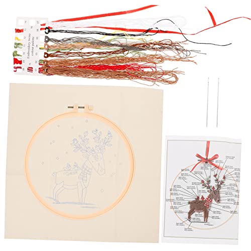 NUSITOU 1 Satz Weihnachtskreuzstich Stickset Für Anfänger Aida-stoff Zum Sticken Farbfäden Zum Sticken Weihnachts-stickerei-starter-kit Sticken Handwerk Werkzeug Häkelsets Baumwollkleidung von NUSITOU